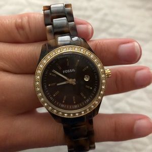 Fossil Watch tortoise/gold with diamond lining